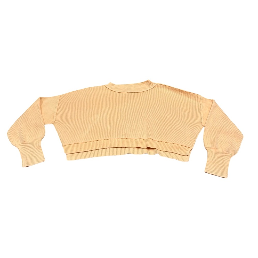 Pink Rose Coral Pink & Peach Cropped Knit Sweater Size Medium
